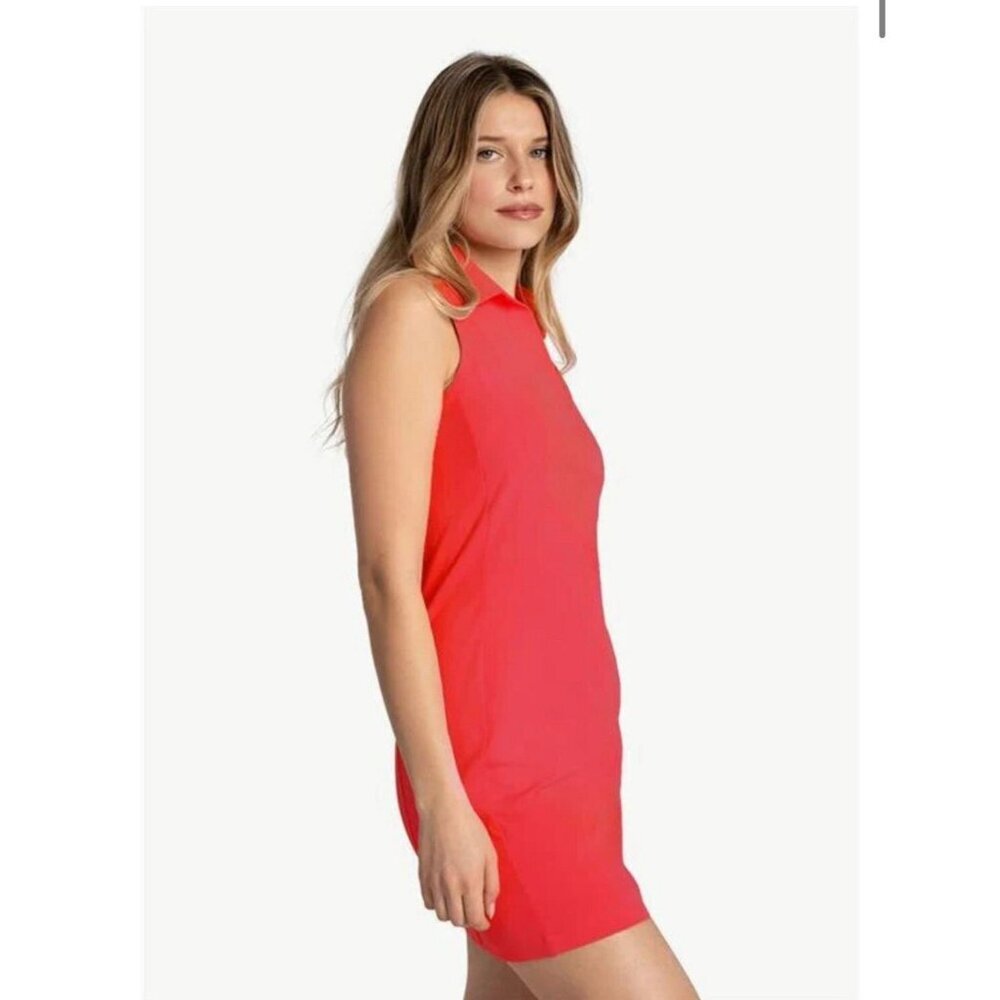 Lole Polo Dress Coral Pink Sz M Athleisure Sport Golf Travel Loungewear